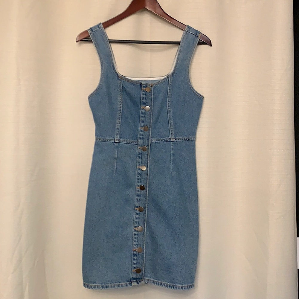 UO Structured Denim Button-Down Mini Dress